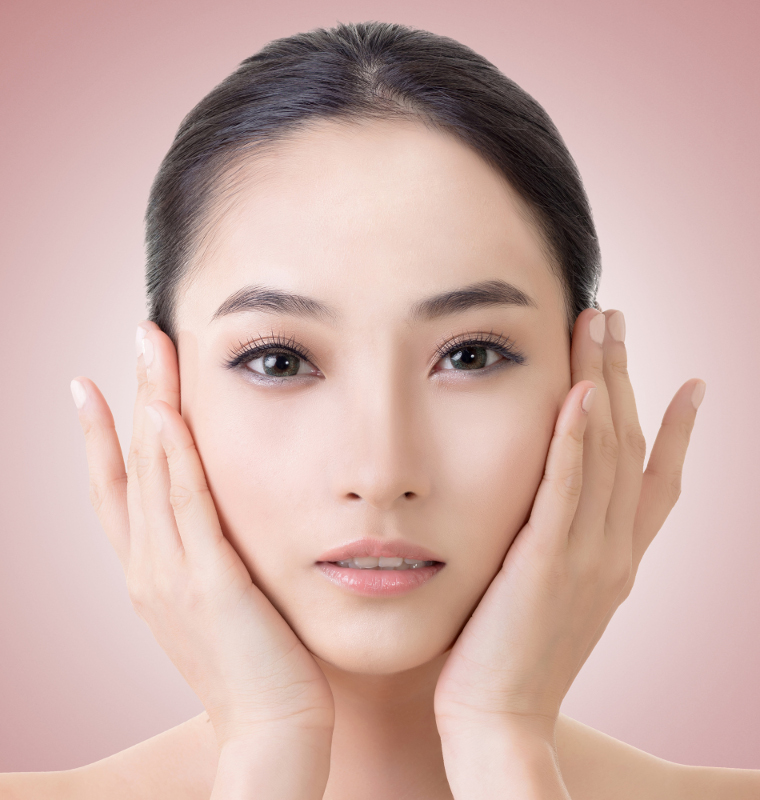 Asian beauty face, concept of glamour, makeup, healthcare etc.